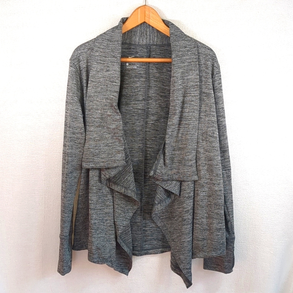 Nike Dri Fit Cardigan Yoga Sweater Gray Women's Medium EUC